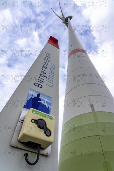 Bürgerwindpark Westernfeld-Buchgarten, near Lichtenau, 11 wind turbines, free charging station for