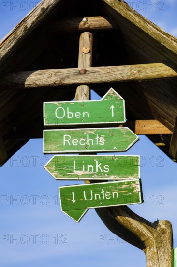 Humorous signpost in Altenberg, Altenberg, Altenberg, Saxony, Germany, Europe