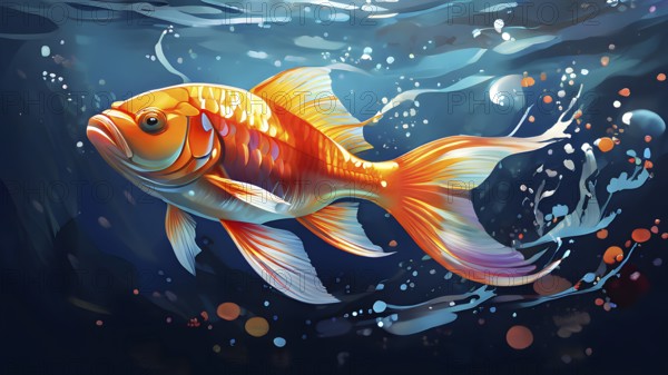 Illustration inspired by the fluid dynamics of a streamlined fish, AI generated