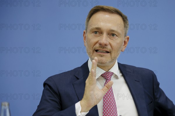 Christian Lindner (FDP), Federal Minister of Finance, presents the 2025 budget at the BPK. Berlin,