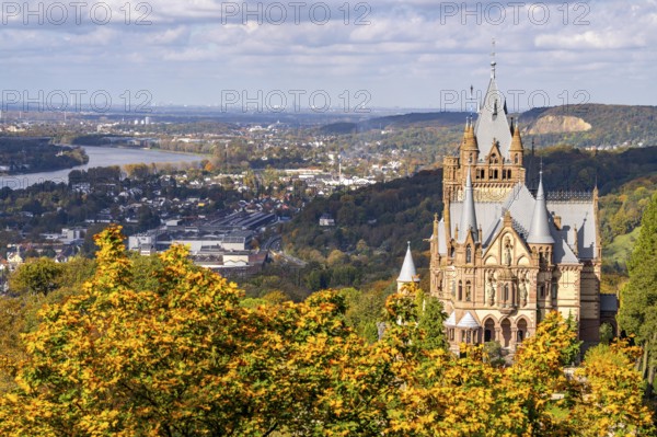 Drachenburg Castle, on the Drachenfels, a mountain in the Siebengebirge on the Rhine between Bad
