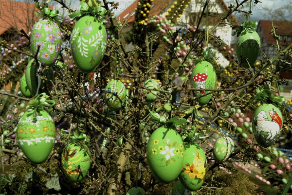 Easter custom, Easter fountain in Franconian Switzerland, detail, here in Bieberbach, district of