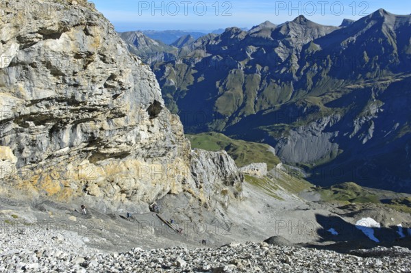 Ascent to the Hohtürli pass from the Kiental valley via the Bundalp, Kandersteg, Bernese Oberland,