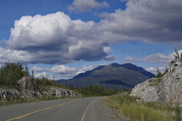 Endless road without traffic, adventure, summer, forest, wilderness, Alaska Highway, Yukon