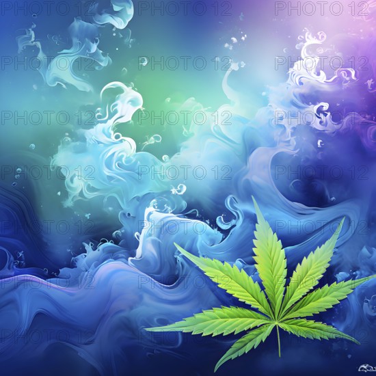 Abstract painting symbolizing the tranquil impact of cannabis in swirling soft pastel hues, AI