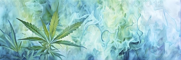 Abstract painting symbolizing the tranquil impact of cannabis in swirling soft pastel hues, AI