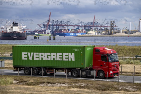 The seaport of Rotterdam, Netherlands, deep-sea port Maasvlakte 2, on a man-made land area off the
