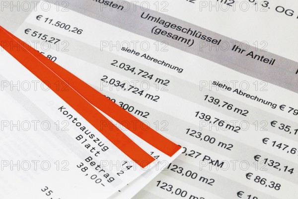 Symbolic image of service charges: Close-up of a symbolic service charge statement