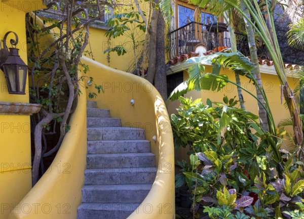Scenic colonial streets and traditional architecture of San Jose del Cabo in historic city center,