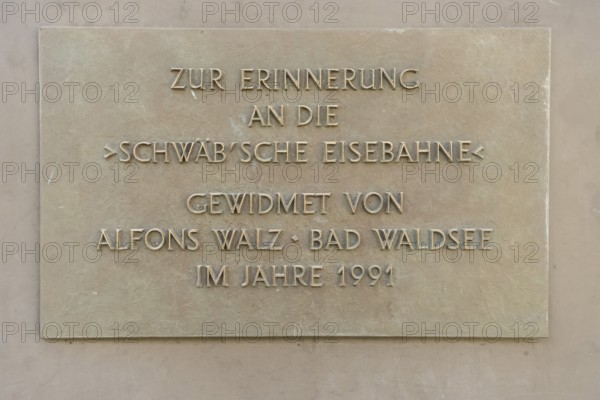 Durlesbach railway station, opened in 1849 and former station closed in 1984, railway memorial,