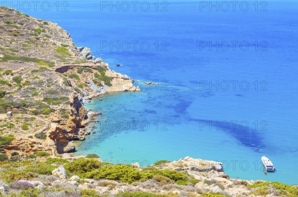 Agali bay, top view, Agali, Folegandros Island, Cyclades Islands, Greece, Europe