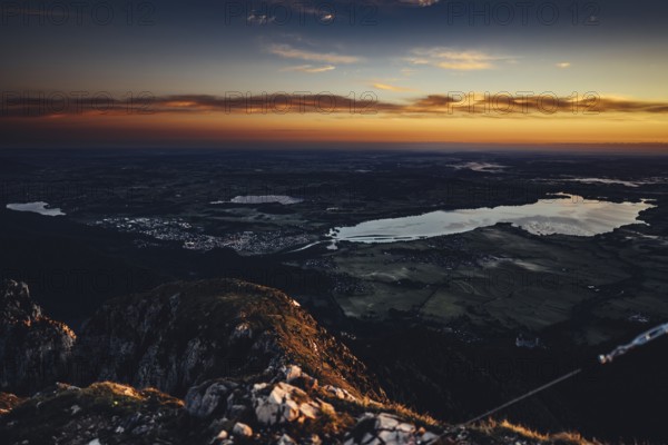 Sunrise hiking tour on the Säuling in the Allgäu in Bavaria, Germany, Europe