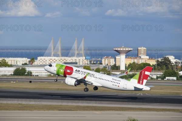 Lisbon, Portugal - September 2, 2023: TAP Air Portugal Airbus A321-251N passenger plane take off in