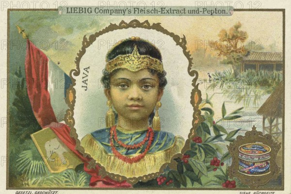 Series Children from foreign countries, Java, Liebig picture, digitally restored reproduction of a