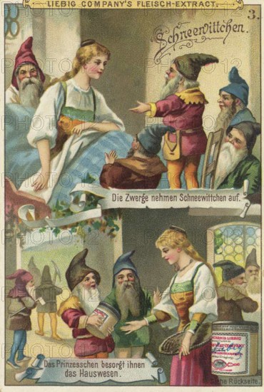Picture series German fairy tales, Snow White, Liebig picture, digitally restored reproduction of a