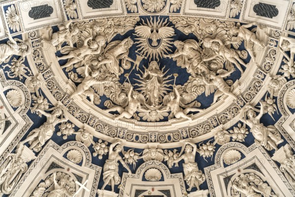Baroque stucco work on the vault of the west choir in the interior of St Peter's Cathedral, UNESCO
