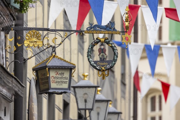 Nose sign in the old town centre of Bamberg. Brewer's star, guild symbol of the brewers.