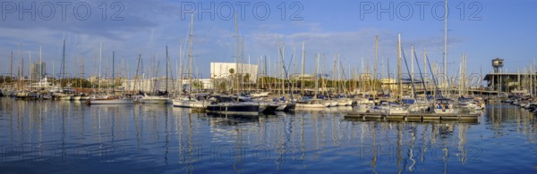 Marina, Port Vell, at the harbour, sailing boats, Barcelona, Catalonia, Spain, Europe