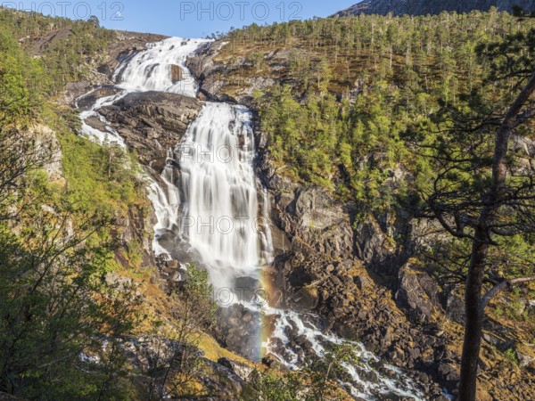 Waterfall Nyastolfossen, valley Husedal near Kinsarvik at the Hardangerfjord, Norway, Europe