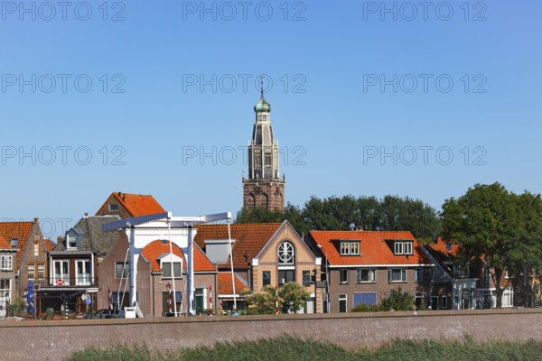 Town view of Enkhuizen with tower of the Zuiderkerk church, Enkhuizen, North Holland, West