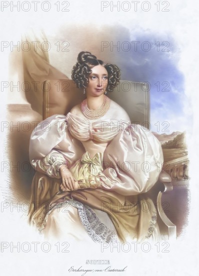 Archduchess Sophie (1805-1872) Princess of Bavaria, Historical, digitally restored reproduction