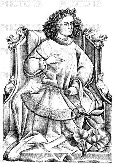 Playing card, the Cyclamen King, after a card game from the 15th century, historical, digital
