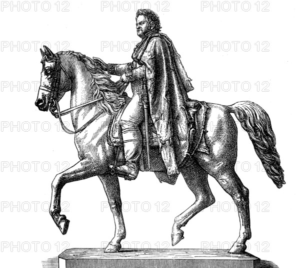 Karl August Monument by August Donndorf, in Weimar, Germany, in 1880, Historical, digital