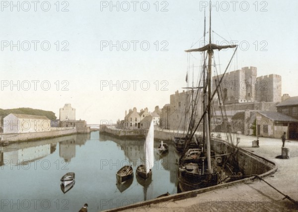 Castletown, Rushen Castle, Isle of Man / Isle of Man, Historical, digitally restored reproduction