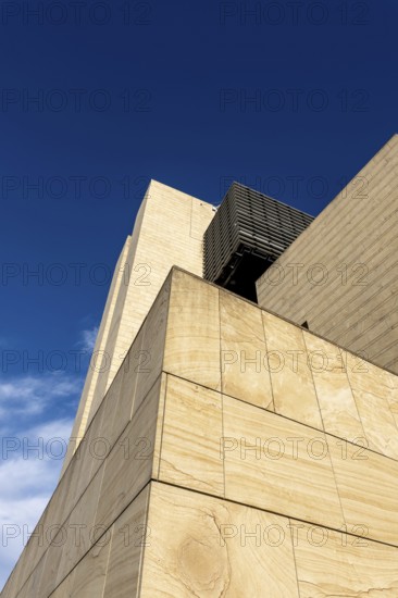 Modern Design Building Against Blue Clear Sky in Campione d'Italia, Lombardy, Italy, Europe