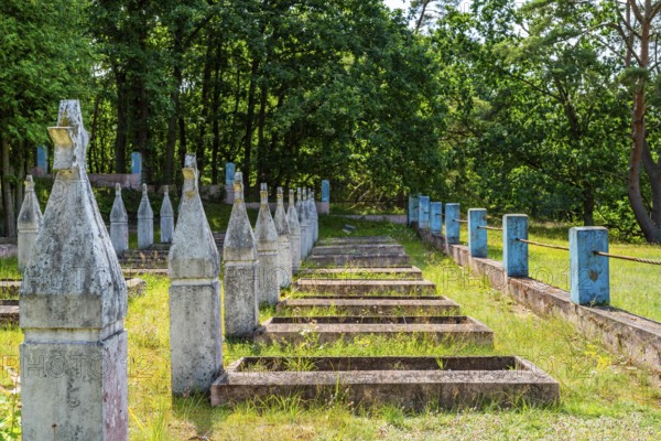 Graves at the Altwarp Soviet Cemetery of Honour, Stettiner Haff nature park Park,