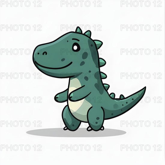Simple cartoon dinosaur with a white background, abstract illustration, AI generated