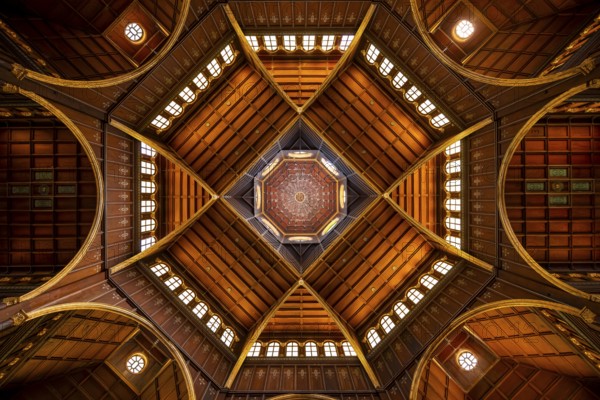 Interior view, wooden ceiling vault, Basílica de Nuestra Señora de Los Ángeles, Cartago, Costa