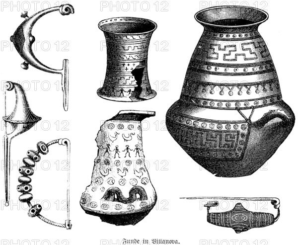 Archaeological Etruscan finds from the cemetery of the Villanove estate near Bologna, and