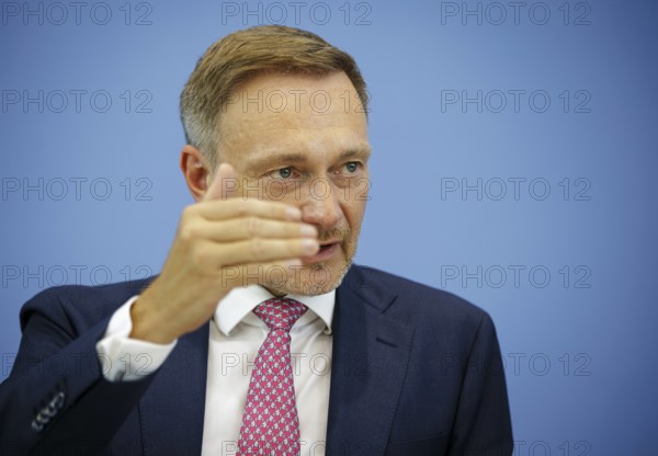 Christian Lindner (FDP), Federal Minister of Finance, presents the 2025 budget at the BPK. Berlin,