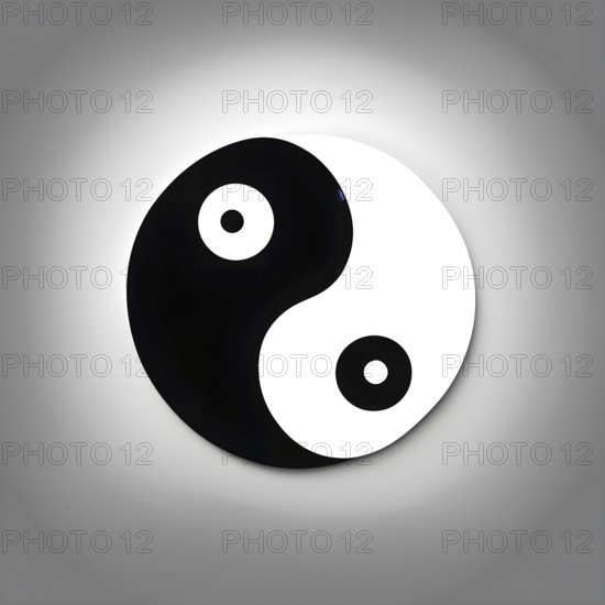 Minimalist rendering of an abstract yin yang symbol portraying work life balance, AI generated