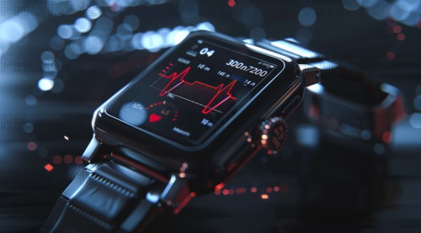 Smartwatch intelligent health and fitness monitoring, AI generated