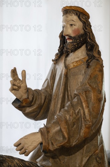 Palmesel, detail of Christ's head, wooden figure from 1470, Franciscan Museum, Villingen,