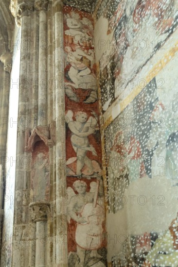 Saint-Antoine l'Abbaye labeled Les Plus Beaux Villages de France, wall painting in abbey church,