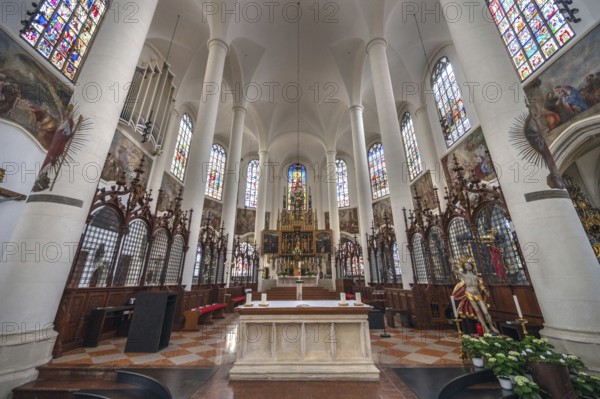 Chancel of the Gothic hall church of St Jakob, start of construction, Pfarrplatz 11 A, Straubing,