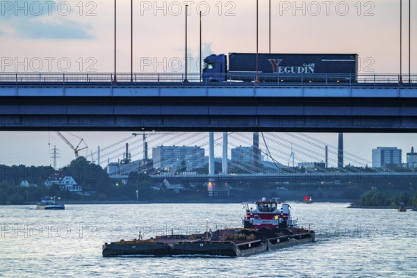 The Bridge of Solidarity, the longest tied-arch bridge in Germany, over the Rhine from