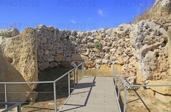 Ggantija neolithic megalithic 5500 years old prehistoric temple complex site Gozo, Malta, Europe
