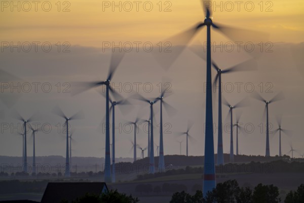 Wind farm, south of the village of Helmern, belongs to Bad Wünnenberg, Paderborn district, OWL,