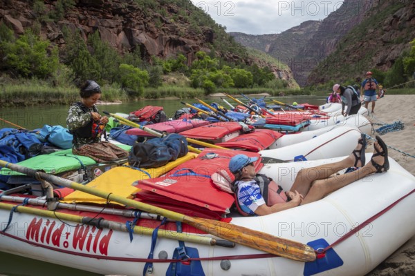 Dinosaur, Colorado, River rafters on the Green River in Dinosaur National Monument