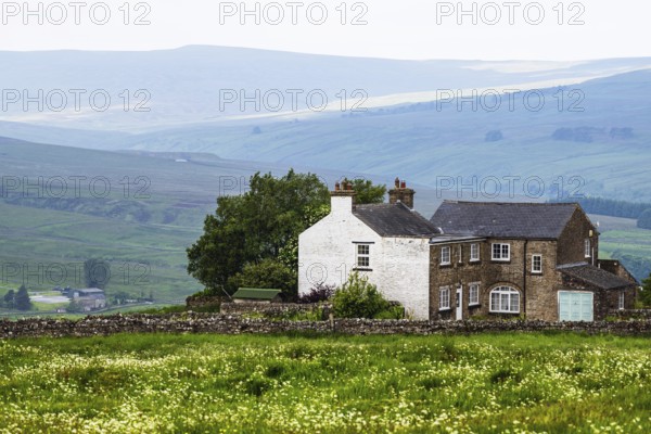 Farms over North Pennines, Cumbria, Durham, Northumberland, North Yorkshire, England, United