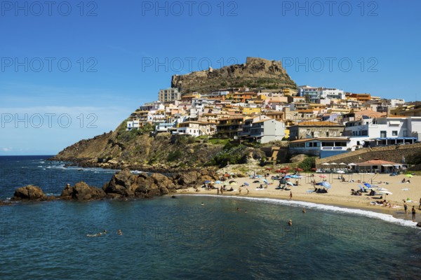 Picturesque town by the sea and beach, Castelsardo, Sardinia, Italy, Europe