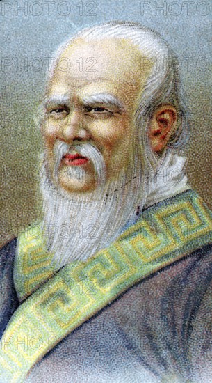 Confucius (551-479 BC), Chinese philosopher. Chromolithograph, ca. 1920, Historic, digitally