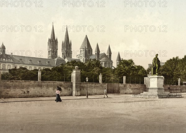 Caen. Abbaye aux Hommes, France, c. 1890, Historic, digitally restored reproduction from a 19th