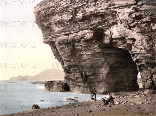 Menawn Cliffs, Achill, County Mayo, Ireland, Historical, digitally restored reproduction from a