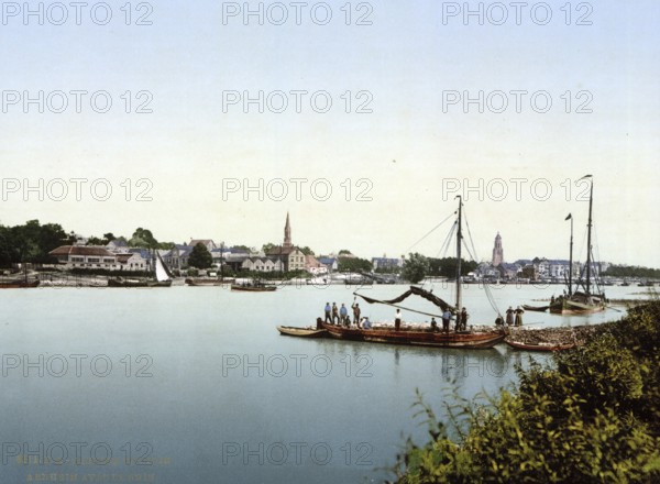 The City and the Rhine, Arnhem, Arnhem, Holland, ca 1895, Historical, digitally restored