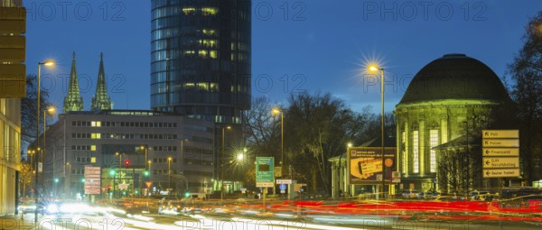 Opladener Strasse, LVR Tower and Koeln-Deutz railway station, Cologne, North Rhine-Westphalia,